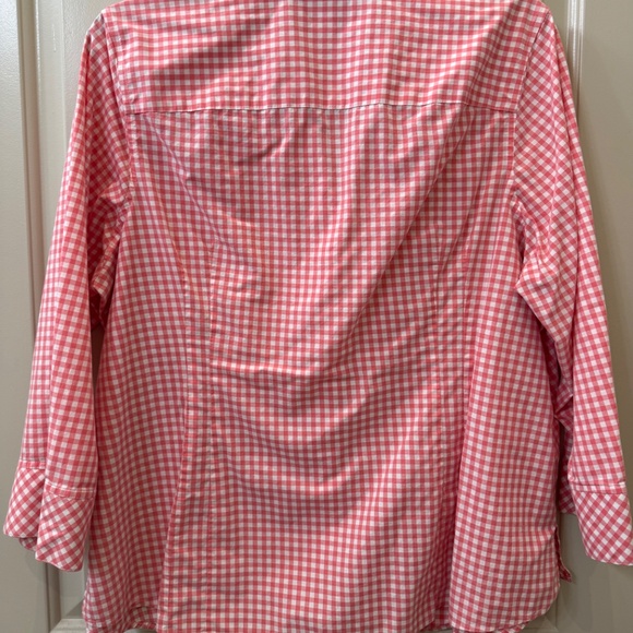 Investments Gold Label Women's 3/4 Sleeve Pink Gingham size 22w button down - Picture 3 of 6